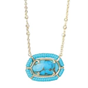 NWOT Kendra Scott LE Elisa Gold Pendant in Threaded Turquoise